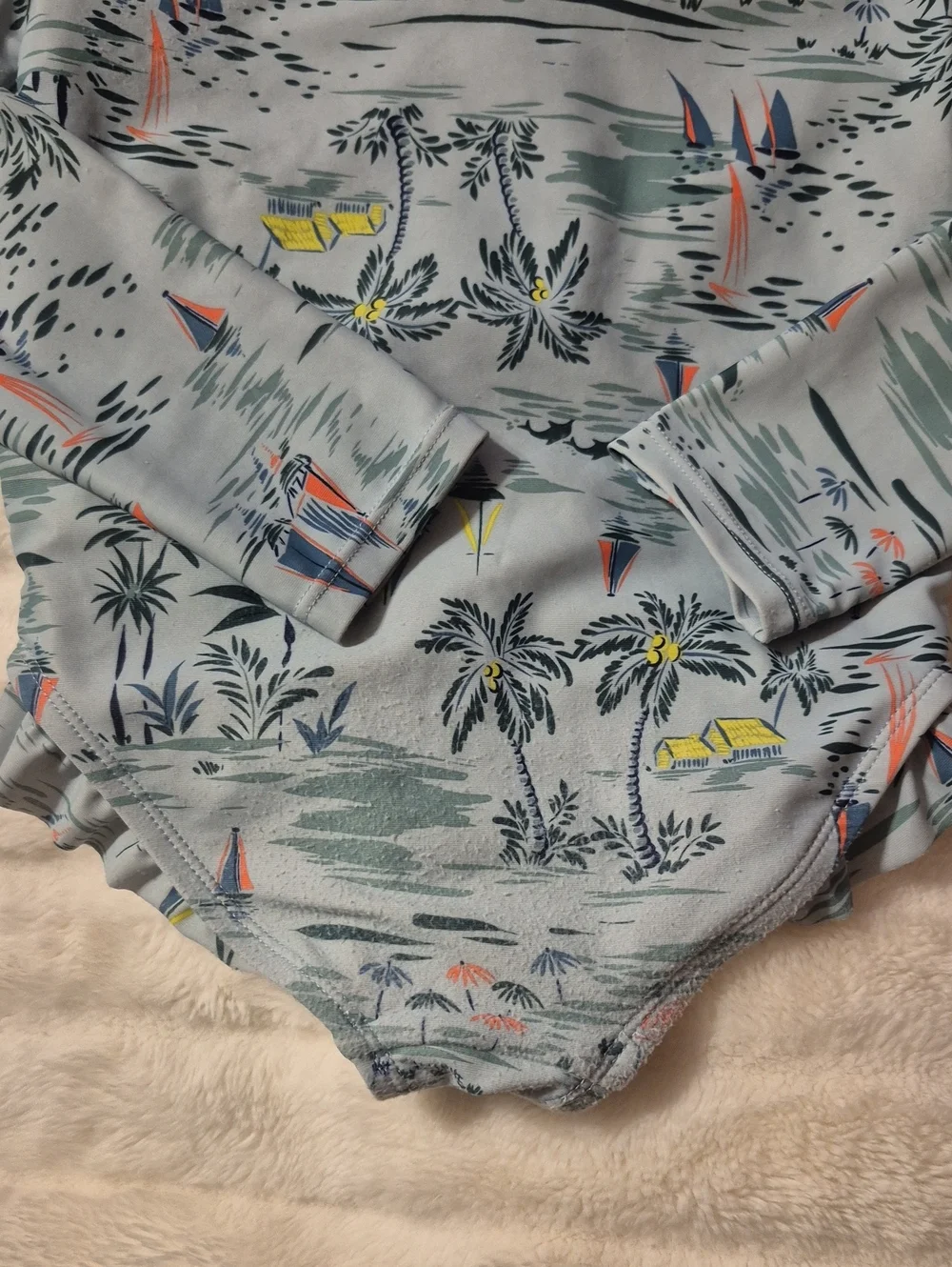 Carter's Light Blue Long-Sleeve Swim Suit with Orange Zip